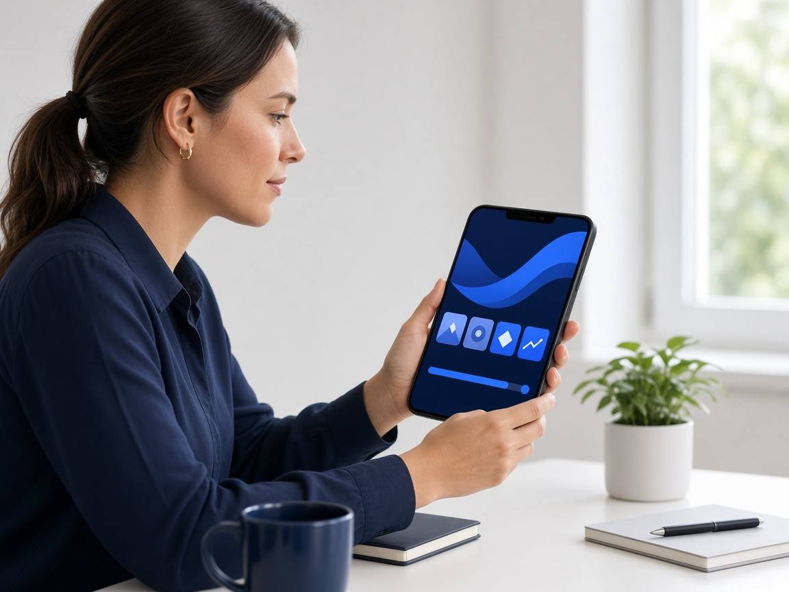 Learner using a branded training academy app on a smartphone
